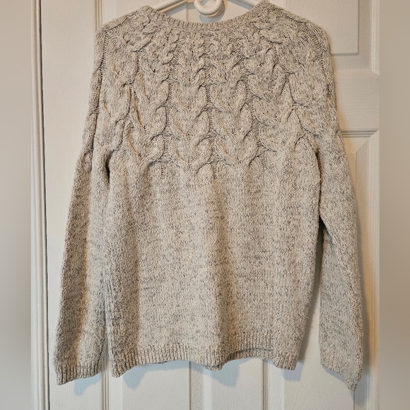 Wind River Nordic Fair Isle Cable Knit sweater warm oatmeal grey L fits like M - Picture 3 of 13